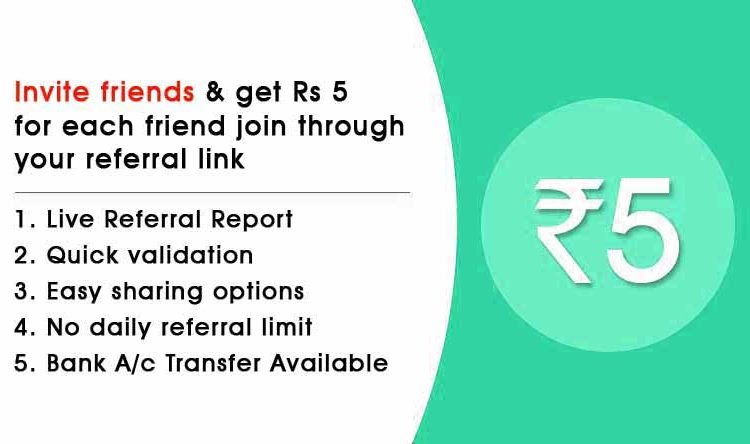 FreeTopup Rs20 Recharge on Signup + Rs5 Per Referral