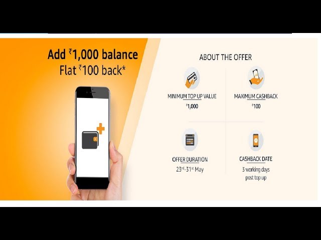 Add minimum Rs1000 Amazon Pay balance and get flat Rs100 cashback