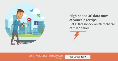 Freecharge 3G50 Rs50 Cashback On Rs50 3G Recharge