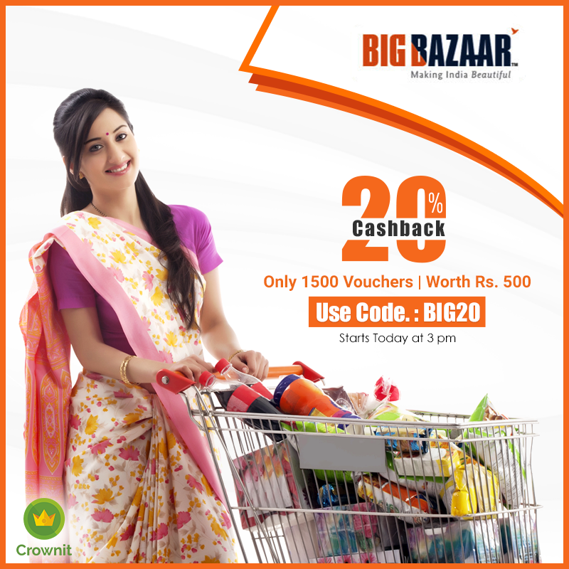Crownit BigBazaar Vouchers - Get 20% cashback