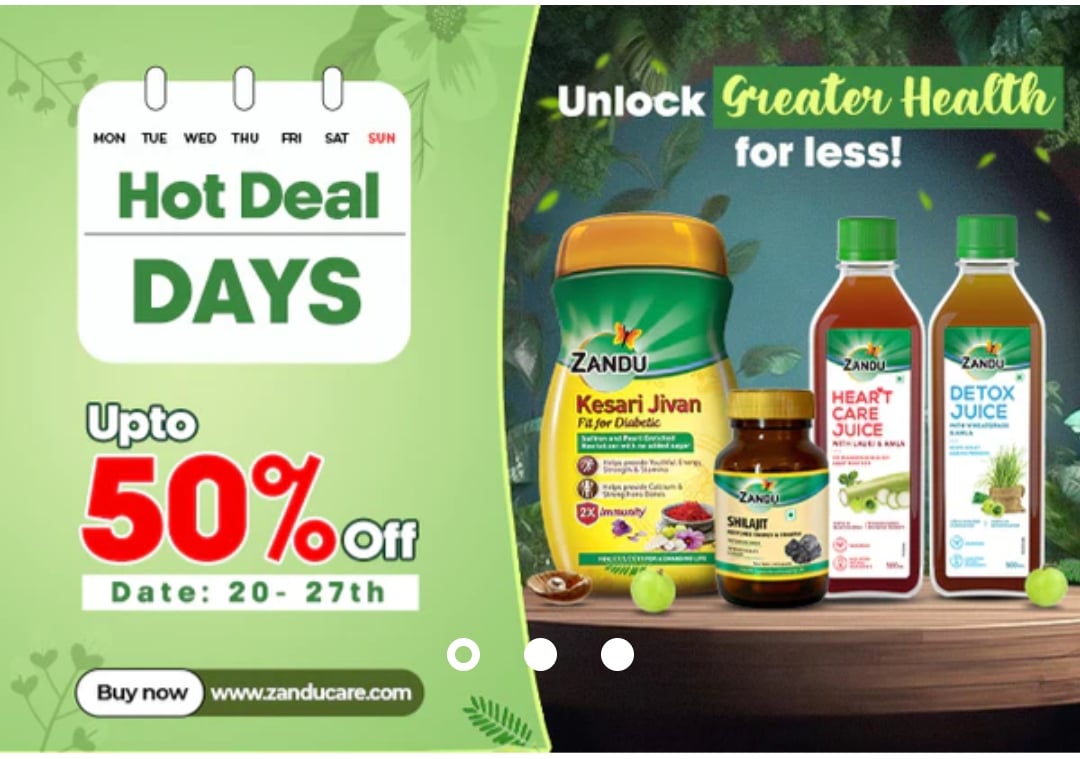 Zandu Hot Deal Days (20july-27july) – Get Upto 50% off