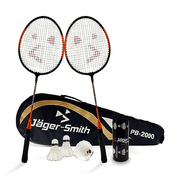 Jager Smith PB 2000 Combo Featherlite 2 Pack of 3 Feather Shuttles with Full Body Cover Orange