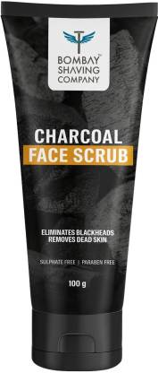 BOMBAY SHAVING COMPANY Charcoal Face Scrub with Black Sand, Exfoliates skins & Removes Black Heads, Black, 100 g