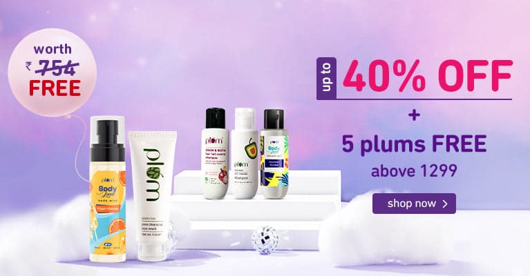 Plum – Upto 40% on Products + Extra 5 Plums free