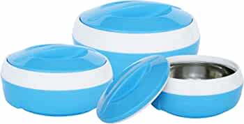 Princeware Solar Casserole with Inner Stainless Steel - Set of 3 (530 ml,780 ml,1290 ml), Blue