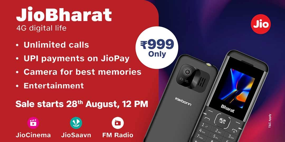 Sale on 28th Aug 12pm | JioBharat 4G Mobile