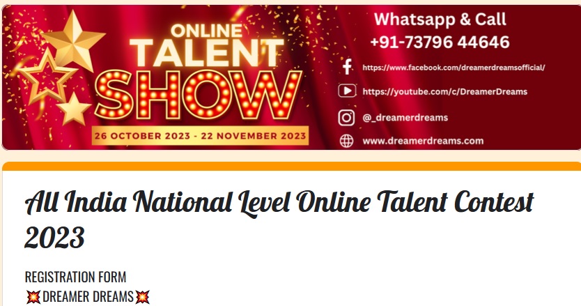 All India National Level Online Talent Competition 2023 By Dreamer Dreams 1