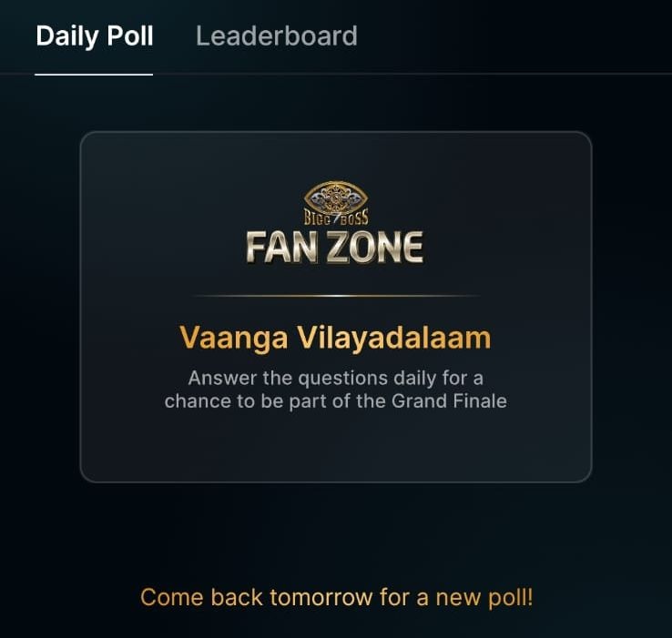 Hotstar Bigg Boss Tamil Fan Zone Poll Season 7 2023